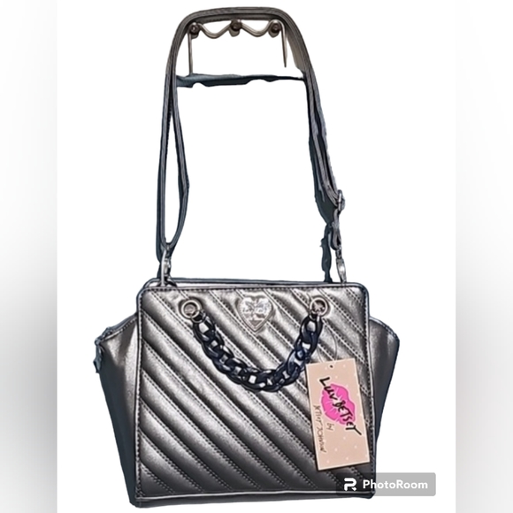 Betsey Johnson Handbags - BETSEY JOHNSON QUILTED SATCHEL WITH LUCITE CHAINS